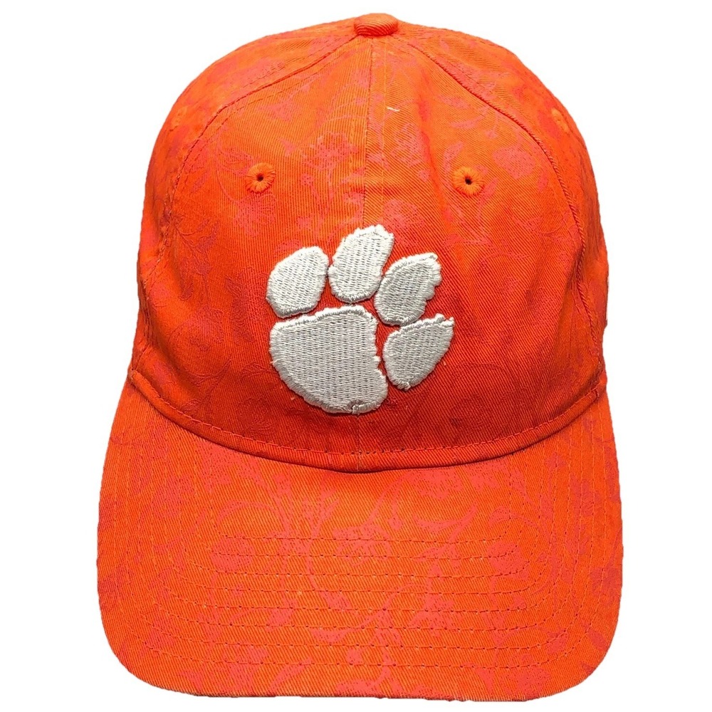 Clemson Tigers Hat Cap Womens Strap Back Orange White Plain Logo Baseball Floral